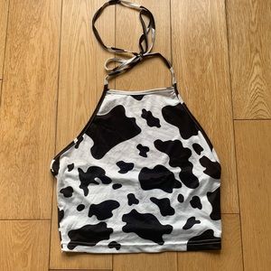 🐮 Cow Print Tie Back Halter Top
